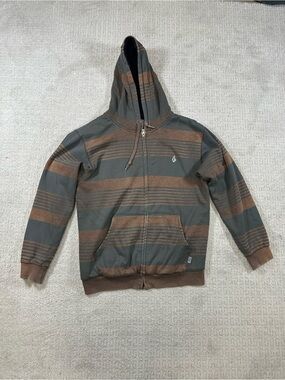 Volcom Black Sherpa-Lined Zip Hoodie with Logo Patch